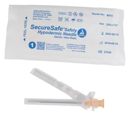 Dynarex® - SecureSafe - Safety Hypodermic Needle - 8973 - Packaging With Product